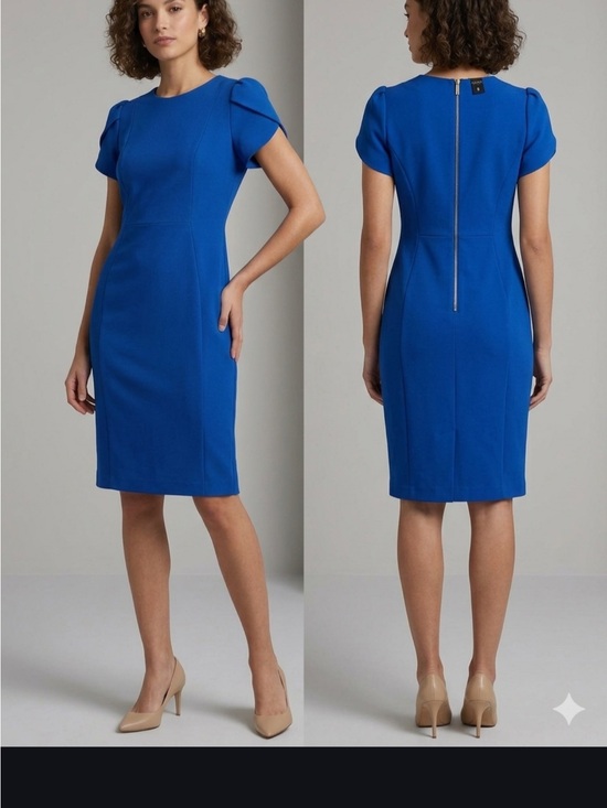 Calvin Klein Dresses & Skirts - Calvin Klein Royal Blue Tulip Sleeve Sheath Dress Size 8